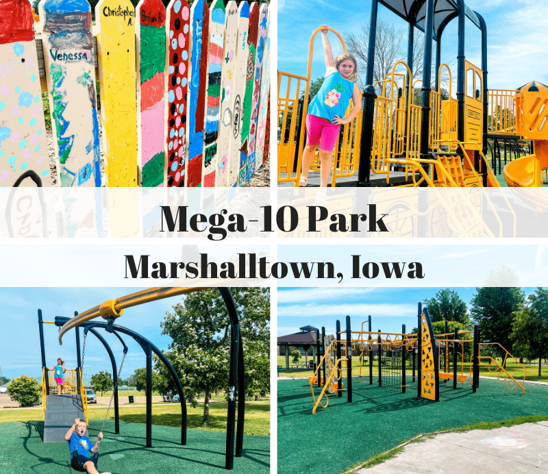 Mega-10 Park, Marshalltown, Iowa, city park, parks, zip line, Children's Discovery Garden